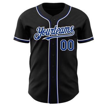 Custom Black Royal-White Authentic Baseball Jersey