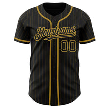 Load image into Gallery viewer, Custom Black Old Gold Pinstripe Old Gold Authentic Baseball Jersey
