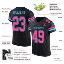 Load image into Gallery viewer, Custom Black Pink-Sky Blue Mesh Authentic Football Jersey
