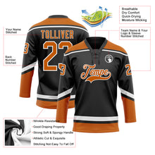 Load image into Gallery viewer, Custom Black Texas Orange-White Hockey Lace Neck Jersey
