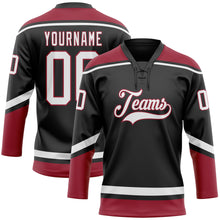 Load image into Gallery viewer, Custom Black White-Cardinal Hockey Lace Neck Jersey
