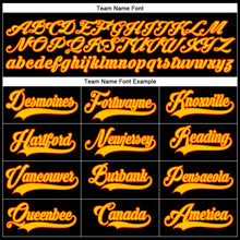 Load image into Gallery viewer, Custom Black Yellow-Orange Hockey Lace Neck Jersey
