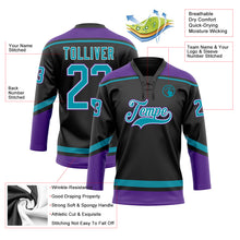 Load image into Gallery viewer, Custom Black Teal-White Hockey Lace Neck Jersey
