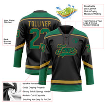 Load image into Gallery viewer, Custom Black Kelly Green-Old Gold Hockey Lace Neck Jersey

