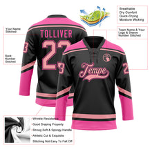 Load image into Gallery viewer, Custom Black Medium Pink-Pink Hockey Lace Neck Jersey

