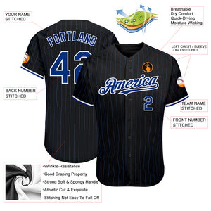 Custom Black Royal Pinstripe White Authentic Baseball Jersey