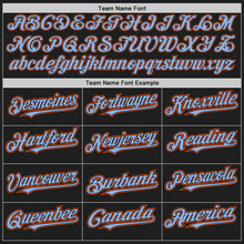 Load image into Gallery viewer, Custom Black Orange-Light Blue Authentic Baseball Jersey
