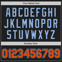 Load image into Gallery viewer, Custom Black Orange-Light Blue Authentic Baseball Jersey
