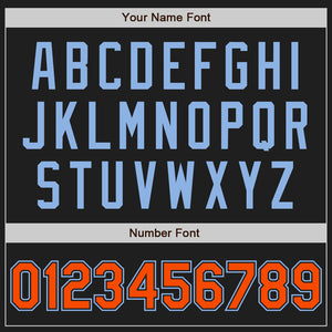 Custom Black Orange-Light Blue Authentic Baseball Jersey