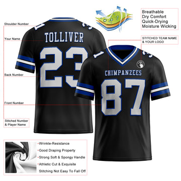 Custom Black White-Royal Mesh Authentic Football Jersey