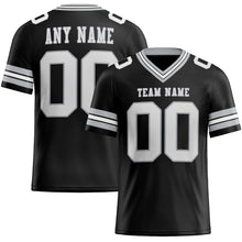 Load image into Gallery viewer, Custom Black White-Gray Mesh Authentic Football Jersey
