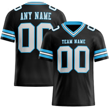 Load image into Gallery viewer, Custom Black White-Sky Blue Mesh Authentic Football Jersey
