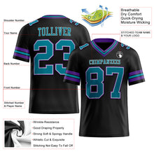 Load image into Gallery viewer, Custom Black Teal-Purple Mesh Authentic Football Jersey

