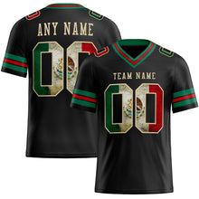 Load image into Gallery viewer, Custom Black Vintage Mexican Flag Kelly Green Red-City Cream Mesh Authentic Football Jersey
