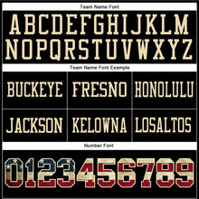 Load image into Gallery viewer, Custom Black Vintage USA Flag Crimson-City Cream Authentic Football Jersey
