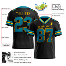 Load image into Gallery viewer, Custom Black Teal-Yellow Mesh Authentic Football Jersey
