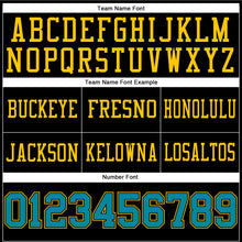 Load image into Gallery viewer, Custom Black Teal-Yellow Mesh Authentic Football Jersey
