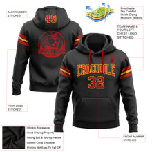 Load image into Gallery viewer, Custom Stitched Black Red-Gold Football Pullover Sweatshirt Hoodie

