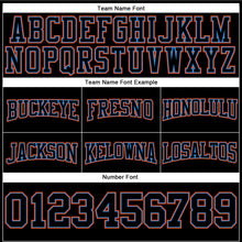 Load image into Gallery viewer, Custom Stitched Black Powder Blue-Orange Football Pullover Sweatshirt Hoodie
