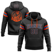 Load image into Gallery viewer, Custom Stitched Black Powder Blue-Orange Football Pullover Sweatshirt Hoodie
