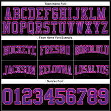 Load image into Gallery viewer, Custom Stitched Black Purple-Pink Football Pullover Sweatshirt Hoodie
