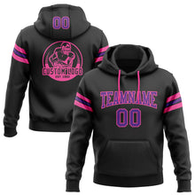 Load image into Gallery viewer, Custom Stitched Black Purple-Pink Football Pullover Sweatshirt Hoodie
