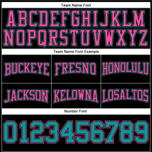 Load image into Gallery viewer, Custom Stitched Black Teal-Pink Football Pullover Sweatshirt Hoodie
