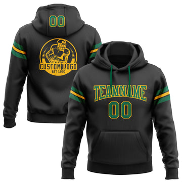 Custom Stitched Black Kelly Green-Gold Football Pullover Sweatshirt Hoodie