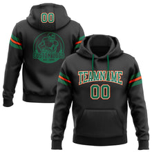 Load image into Gallery viewer, Custom Stitched Black Kelly Green-Orange Football Pullover Sweatshirt Hoodie
