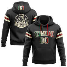 Load image into Gallery viewer, Custom Stitched Black Vintage Mexican Flag Cream-Red Football Pullover Sweatshirt Hoodie
