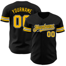 Load image into Gallery viewer, Custom Black Gold-White Authentic Baseball Jersey
