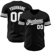 Load image into Gallery viewer, Custom Black White-Gray Authentic Baseball Jersey
