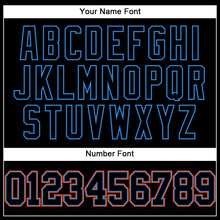 Load image into Gallery viewer, Custom Black Electric Blue-Orange Authentic Baseball Jersey
