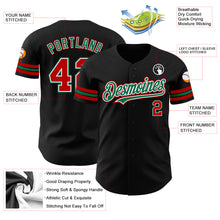 Load image into Gallery viewer, Custom Black Red-Kelly Green Authentic Baseball Jersey
