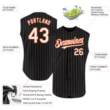Load image into Gallery viewer, Custom Black White Pinstripe Old Gold Authentic Sleeveless Baseball Jersey

