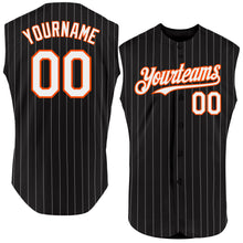 Load image into Gallery viewer, Custom Black White Pinstripe Old Gold Authentic Sleeveless Baseball Jersey
