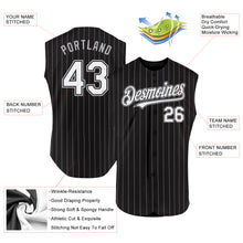 Load image into Gallery viewer, Custom Black White Pinstripe Light Blue Authentic Sleeveless Baseball Jersey
