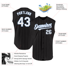 Load image into Gallery viewer, Custom Black White Pinstripe Teal Authentic Sleeveless Baseball Jersey
