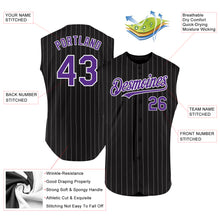 Load image into Gallery viewer, Custom Black White Pinstripe Royal Authentic Sleeveless Baseball Jersey
