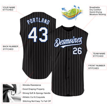 Load image into Gallery viewer, Custom Black White Pinstripe Neon Green Authentic Sleeveless Baseball Jersey
