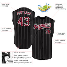 Load image into Gallery viewer, Custom Black White Pinstripe Kelly Green Authentic Sleeveless Baseball Jersey

