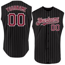Load image into Gallery viewer, Custom Black White Pinstripe Kelly Green Authentic Sleeveless Baseball Jersey
