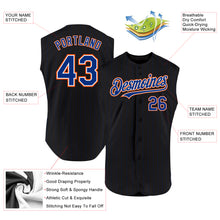 Load image into Gallery viewer, Custom Black Royal Pinstripe White Authentic Sleeveless Baseball Jersey
