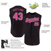 Load image into Gallery viewer, Custom Black Pink Pinstripe Light Blue Authentic Sleeveless Baseball Jersey
