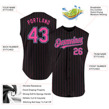 Load image into Gallery viewer, Custom Black Pink Pinstripe Aqua Authentic Sleeveless Baseball Jersey
