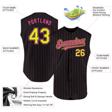 Load image into Gallery viewer, Custom Black Pink Pinstripe Purple Authentic Sleeveless Baseball Jersey
