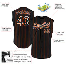 Load image into Gallery viewer, Custom Black Orange Pinstripe White Authentic Sleeveless Baseball Jersey

