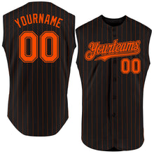 Load image into Gallery viewer, Custom Black Orange Pinstripe Orange Authentic Sleeveless Baseball Jersey

