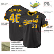 Load image into Gallery viewer, Custom Black Gold-White Authentic Throwback Baseball Jersey
