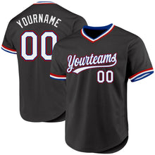 Load image into Gallery viewer, Custom Black Royal-Red Authentic Throwback Baseball Jersey
